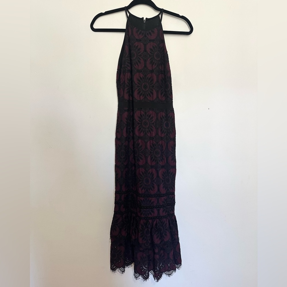 Banana Republic Womens 0 Floral Lace Halter Midi Dress Sleeveless